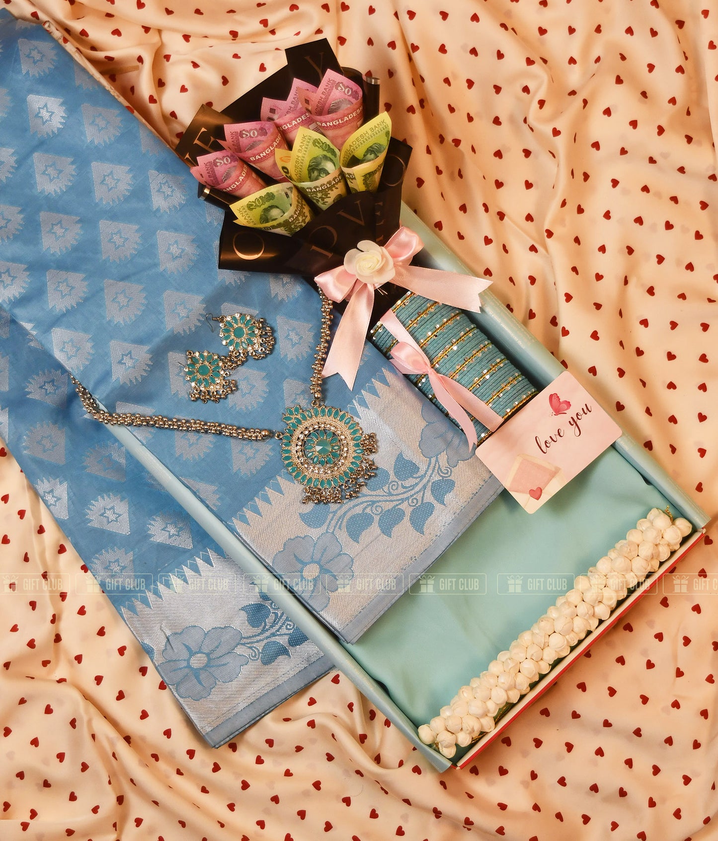 Eidi 22 : "Ocean Blue" Eid Special Saree & Salami Hamper
