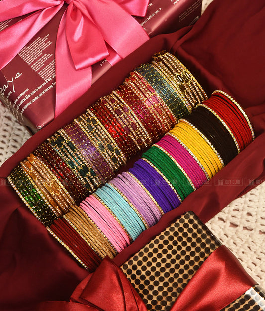 The Grand Bangle Box (CC 01.12) - Premium Velvet, Raindrop & Kashmeri Set
