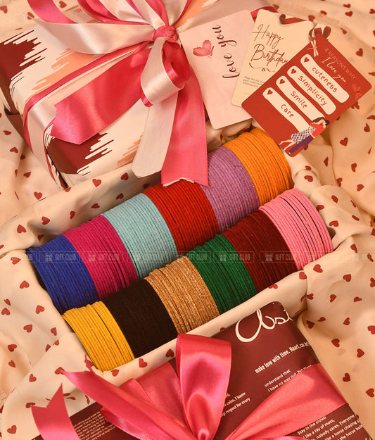 "রঙিন প্রহর (Churi 20.1)" - 12 Color Classic Plain Velvet Churi Box