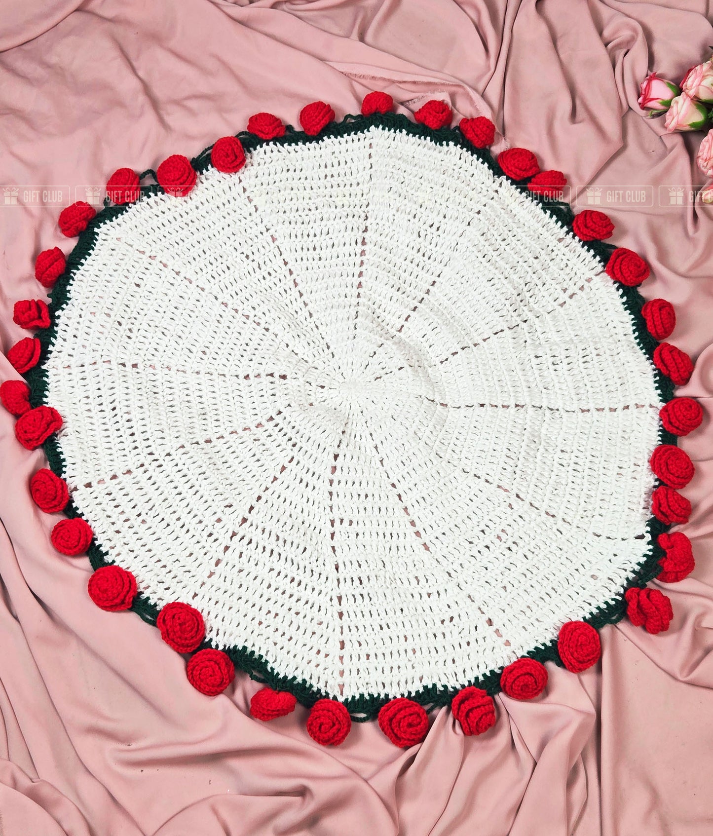 CR01 - "Forever Blooms" - 2 in 1 Handwoven Chrochet Red Rose Bouquet + Home Decor
