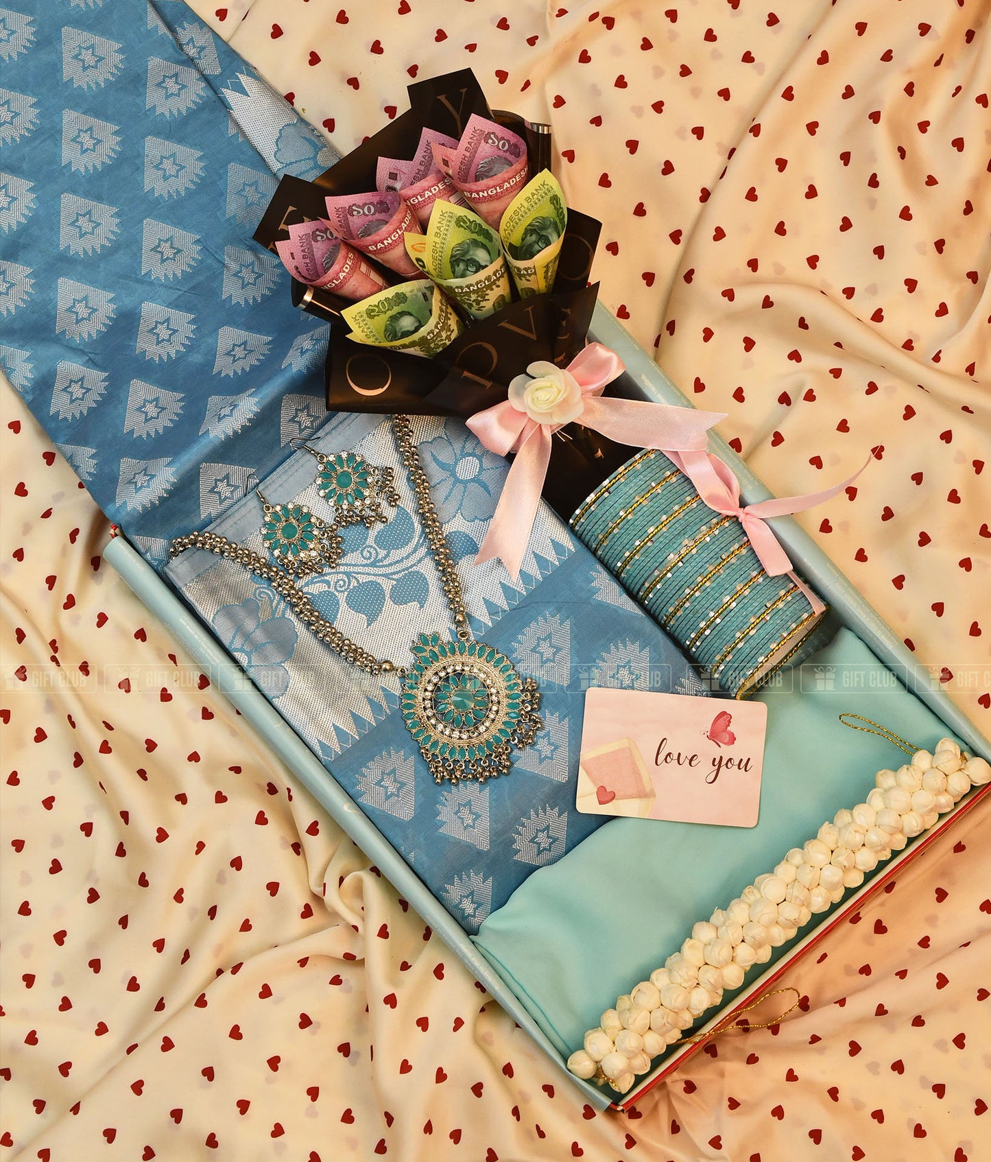 Eidi 2: "Ocean Blue" Eid Special Saree & Salami Hamper
