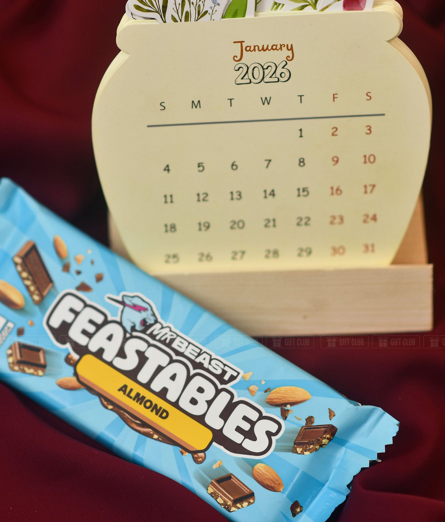 The Viral Combo: MrBeast Feastables (Almond) & Aesthetic Floral Calendar 2026