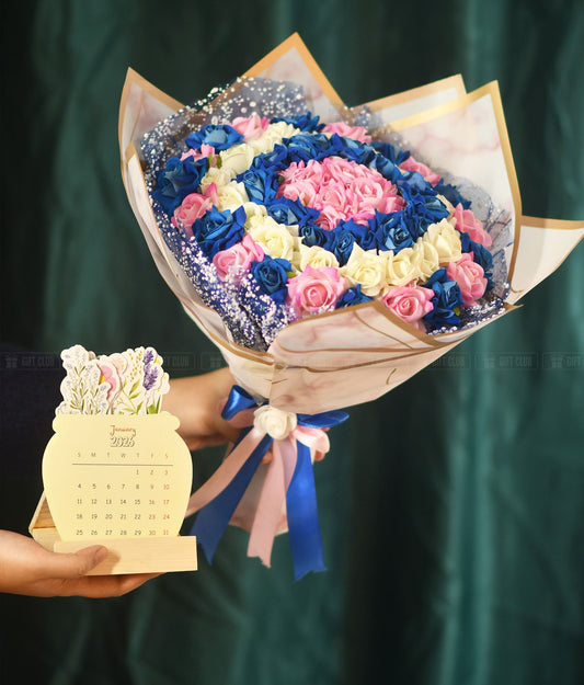 FB01 + Floral Calendar : Flower Bouquet with New Year Floral Calendar