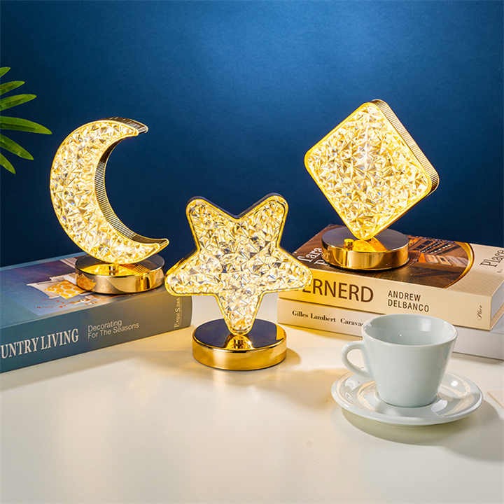 Moon Lamp - Modern Rechargeable Metal & Crystal Touch Lamp