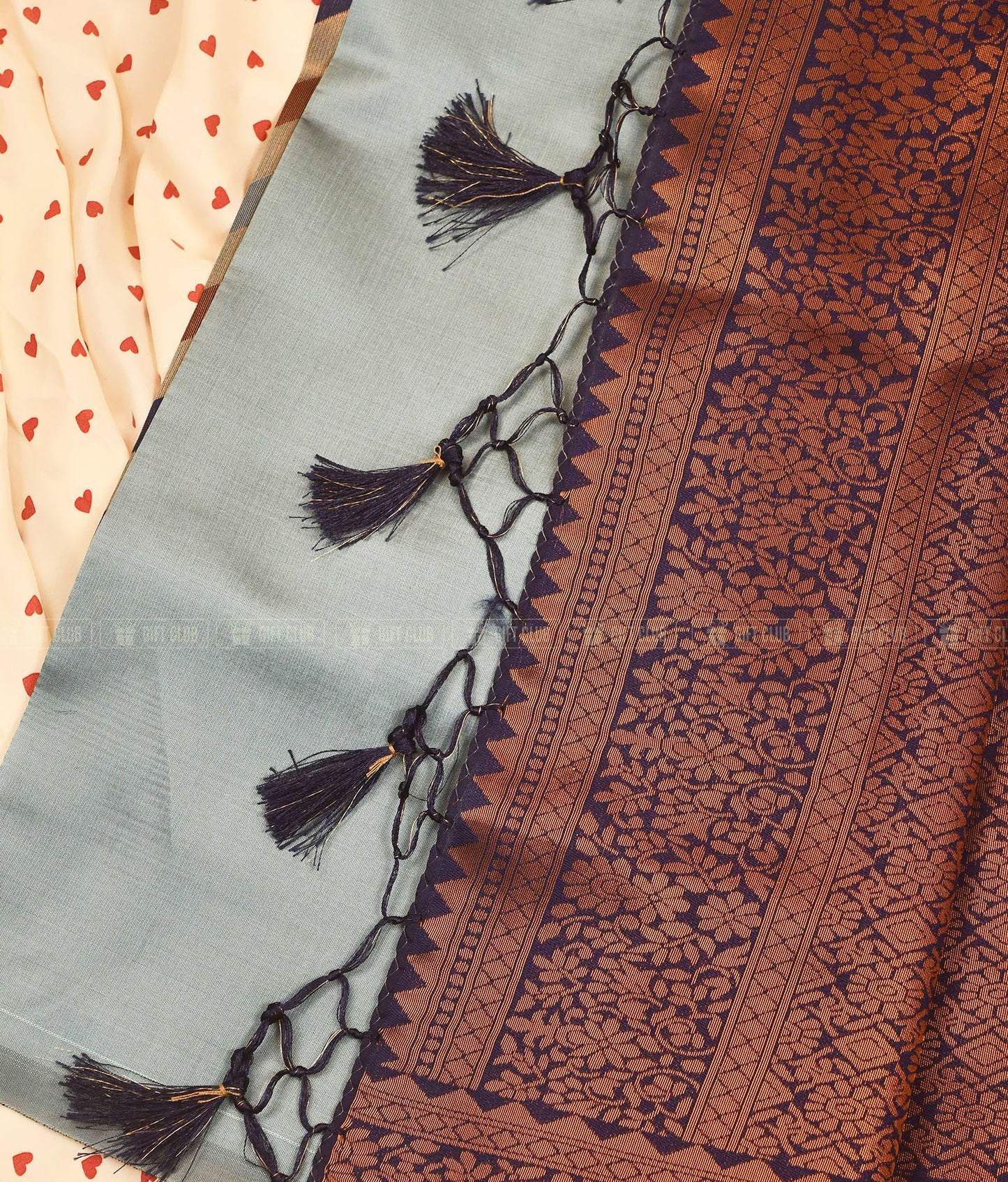 অপরূপা (KNJ 01) - Grey & Blue Indian Kanchipuram