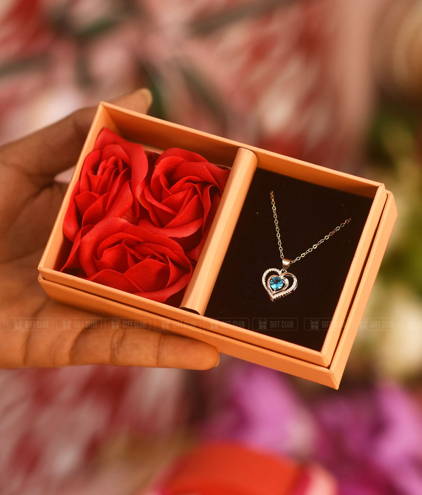 P19 :Valentine Special Heart Necklace & Chocolate Gift Box