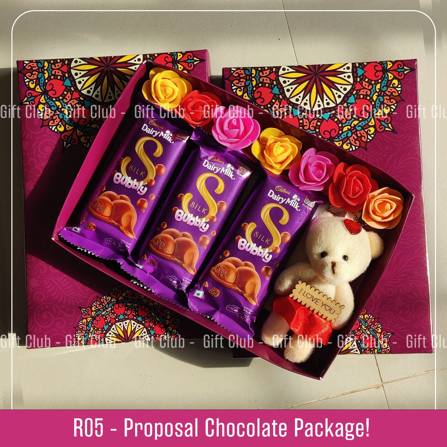 R05 | Best Proposal Gift Package * Cadburry Dairy Milk SIlk Bubbly with I love you Doll