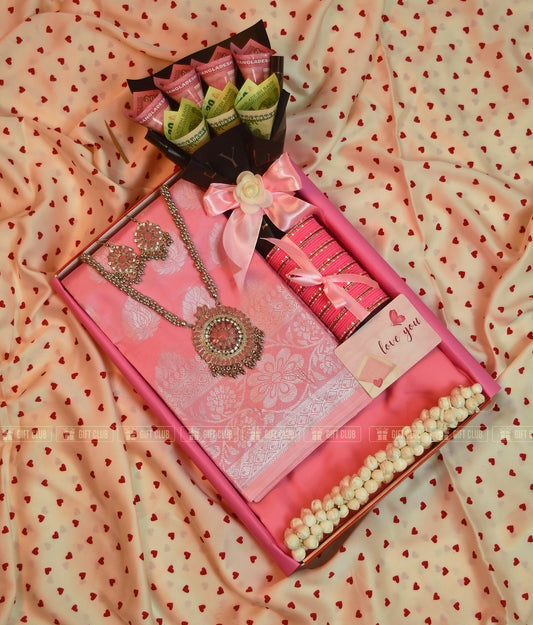 Eidi 1: "Blush Pink" Eid Special Saree & Salami Hamper
