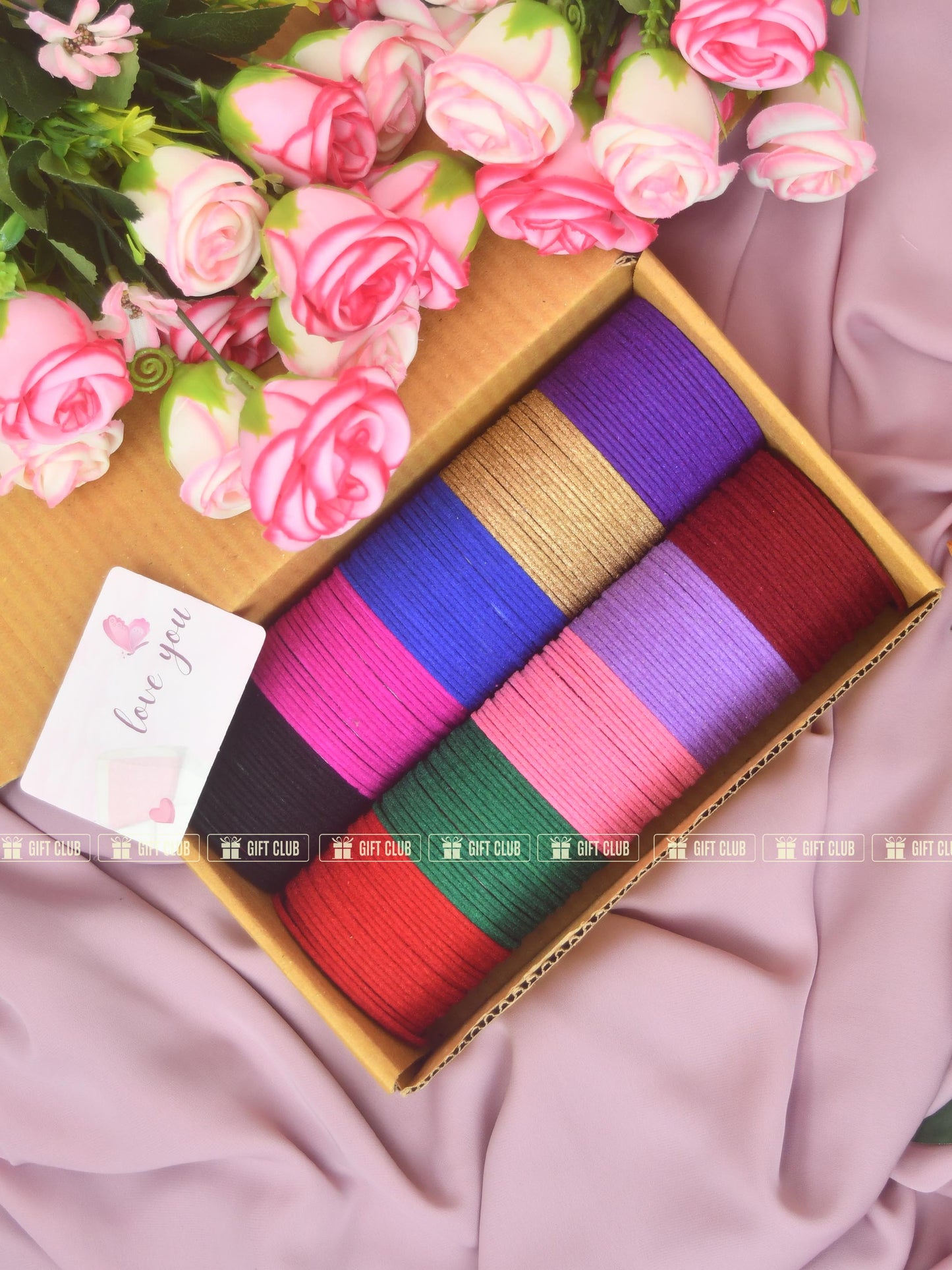 "রঙিন প্রহর (Churi 20.1)" - 12 Color Classic Plain Velvet Churi Box